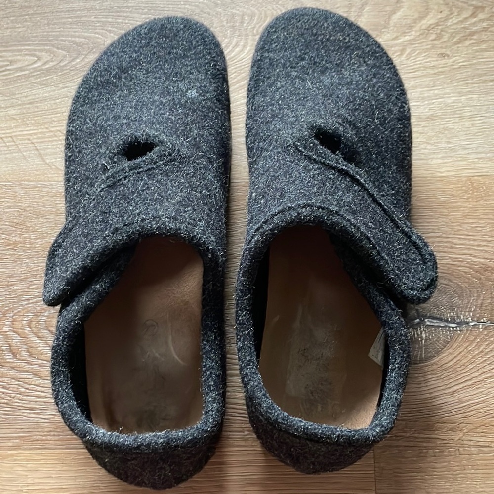 Grey Cork Sole Felt Slippers, Grey Men’s Slipons, Size 44 EU
